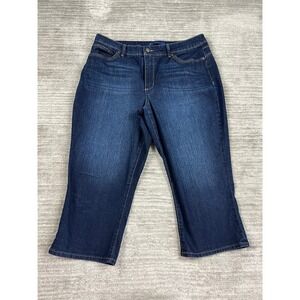 Bandolino Skimmer Jeans Women 14 Blue Lisbeth Dark Wash Cropped Stretch Denim
